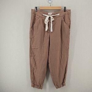Wilfred Cropped Drawstring Ankle Pants in Taupe with Cream Tie Size 10